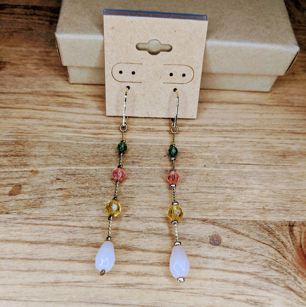 Multicolor beaded dangling earrings